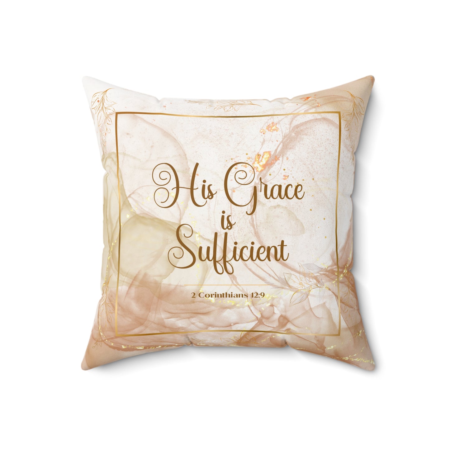 His Grace (Beige/Gold) Polyester Square Pillow