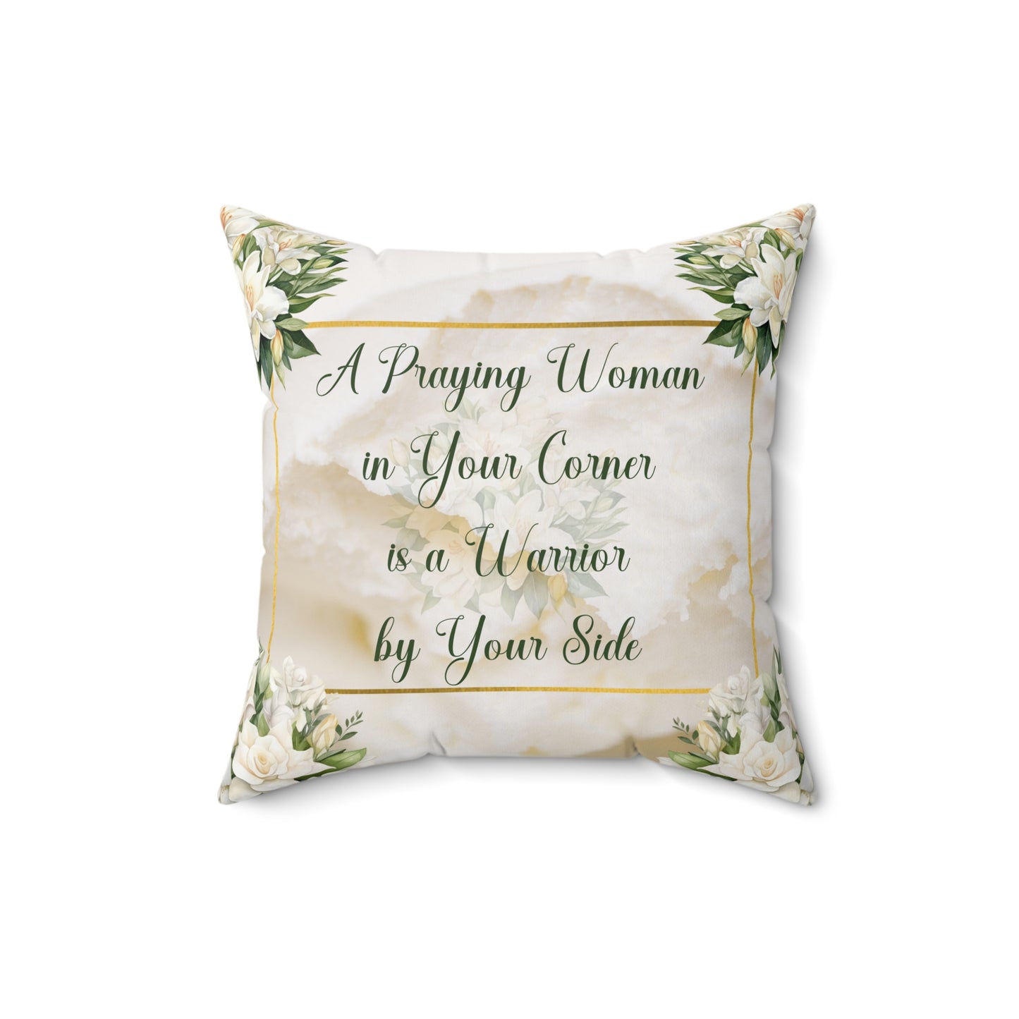 A Praying Woman (Cream) Spun Polyester Square Pillow