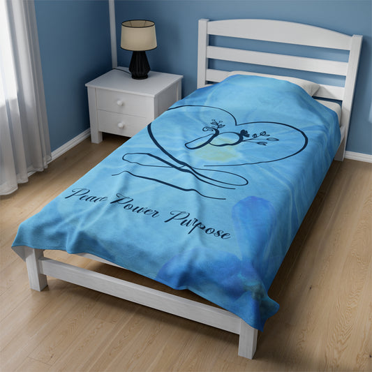 Peace Velveteen Plush Blanket