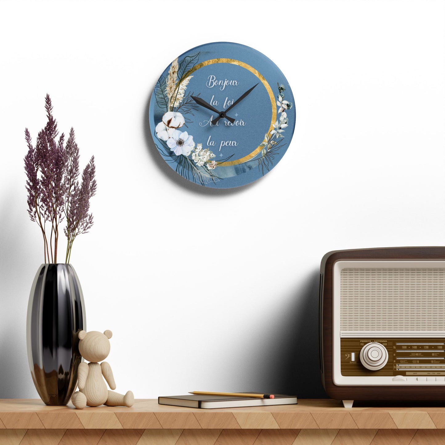 Bonjour la foi Acrylic Wall Clock