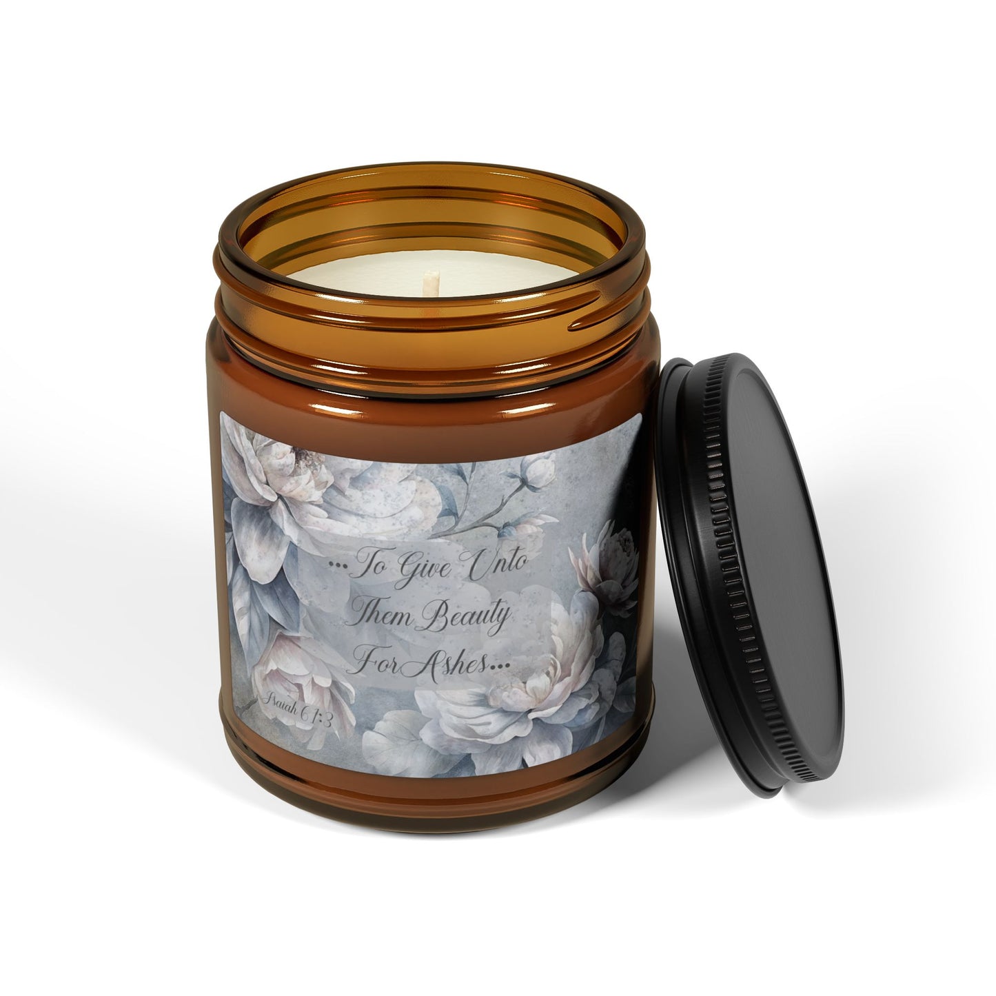 Beauty for Ashes Scented Soy Candle (Multi-Size, Amber Jar)