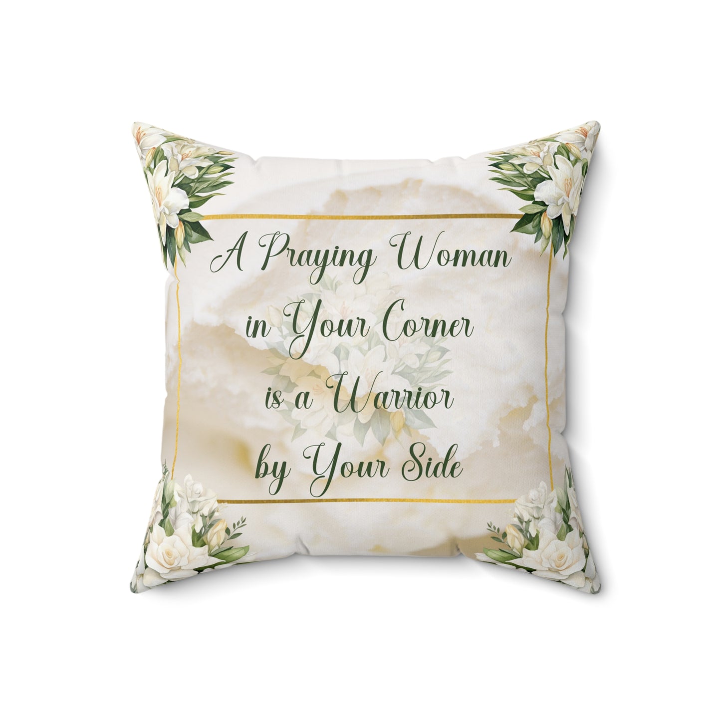 A Praying Woman (Cream) Spun Polyester Square Pillow