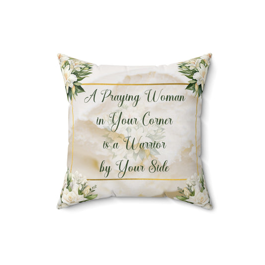 A Praying Woman (cream) Faux Suede Square Pillow