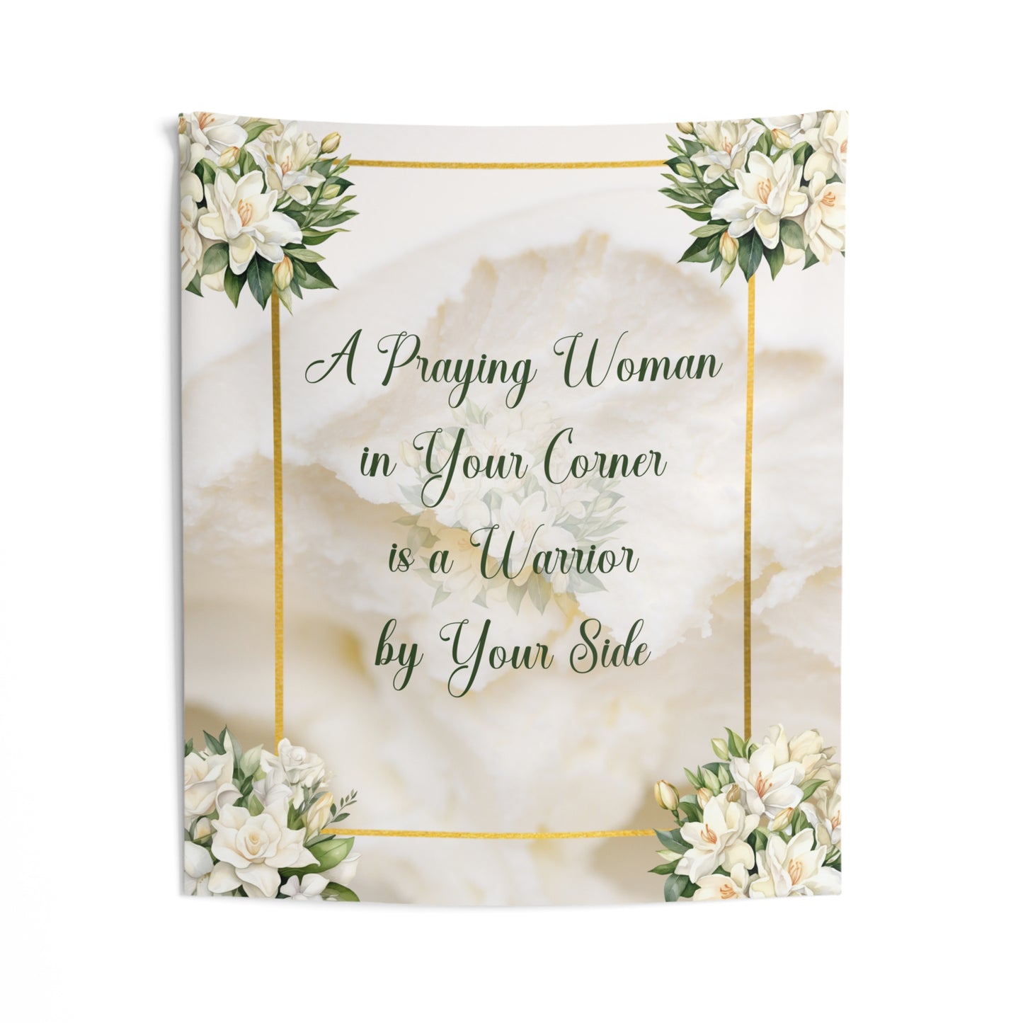 A Praying Woman (Cream) Indoor Wall Tapestries