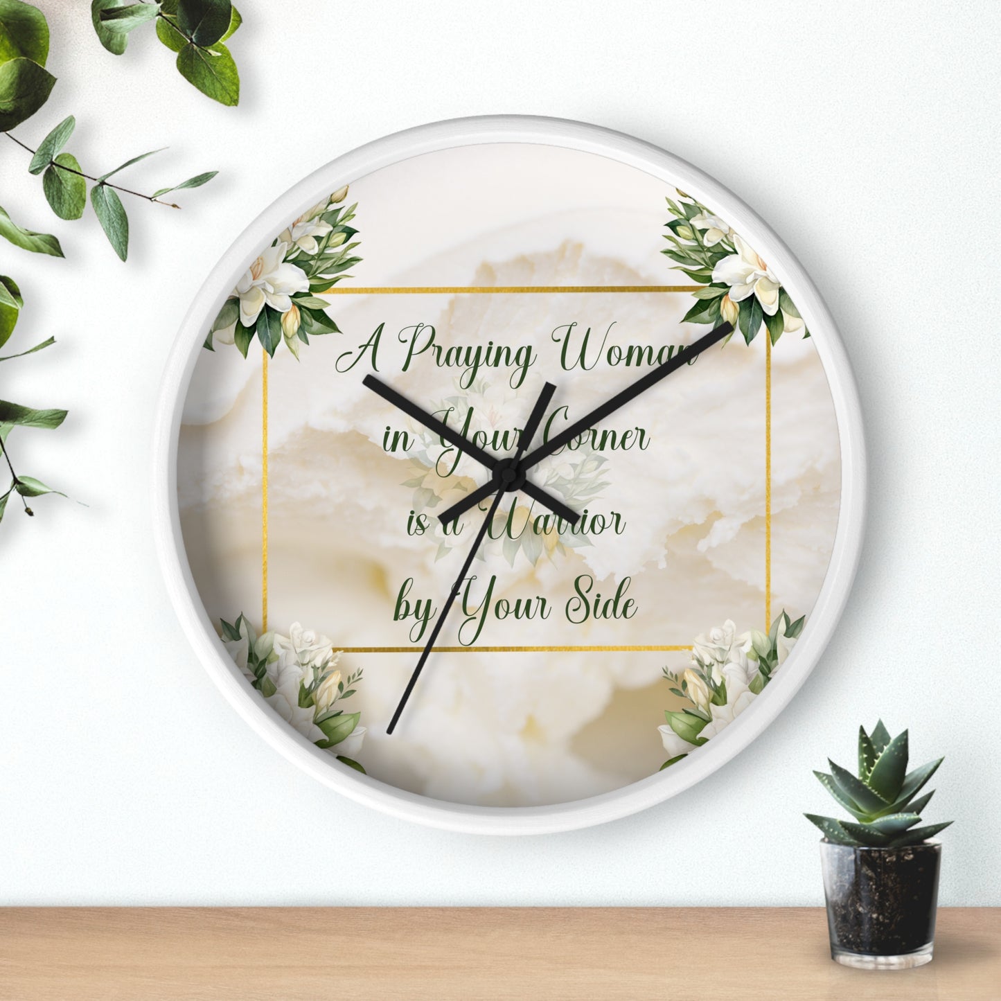 A Praying Woman (Cream) Wall Clock