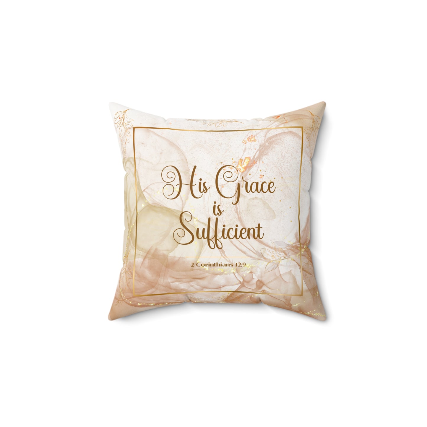 His Grace (Beige/Gold) Polyester Square Pillow