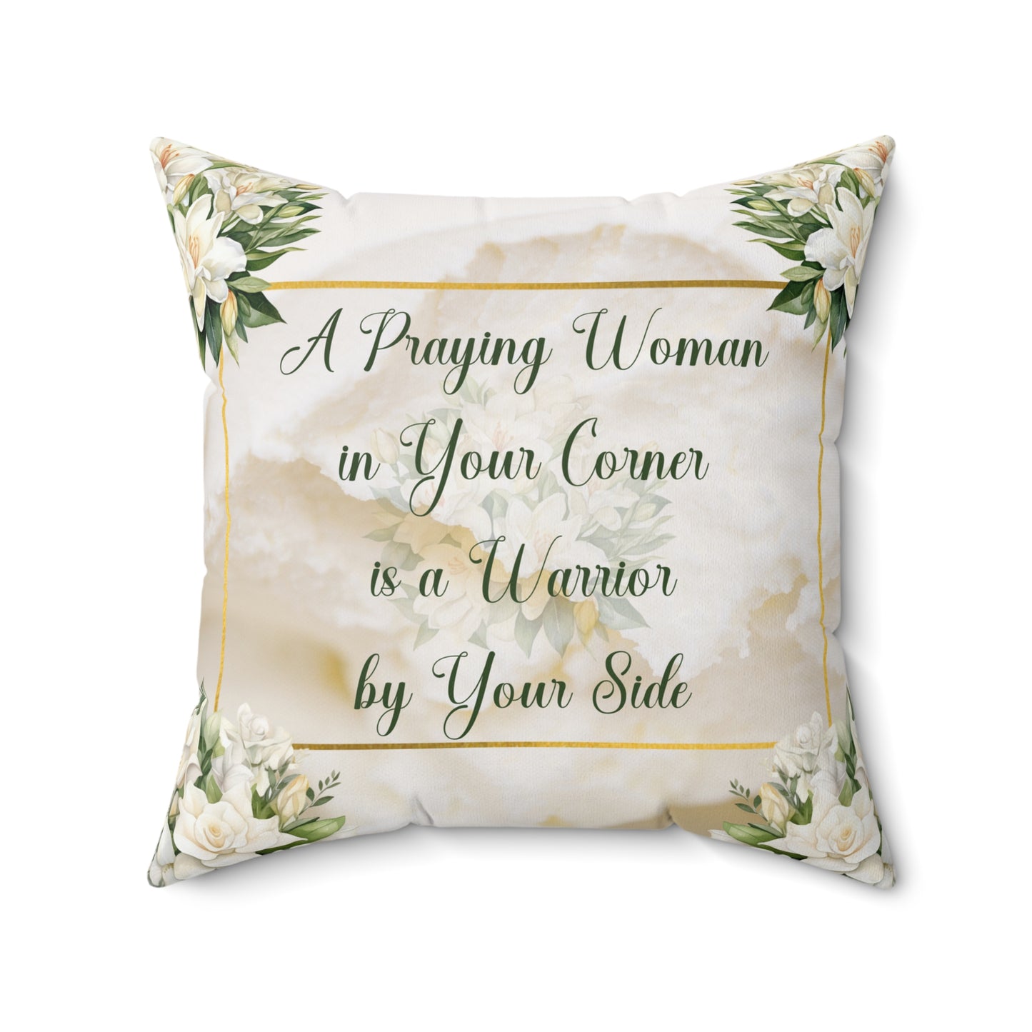 A Praying Woman (cream) Faux Suede Square Pillow