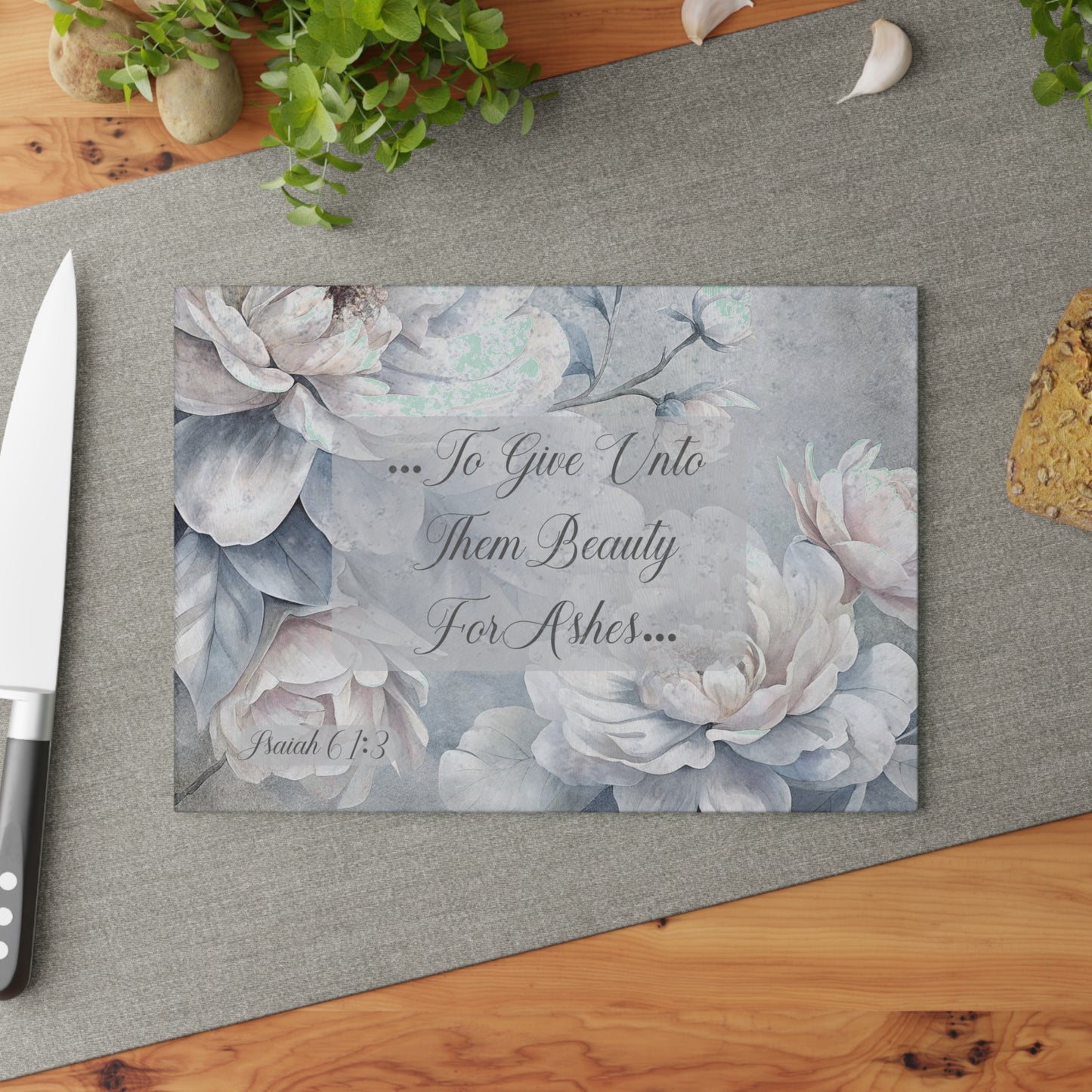 Beauty for Ashes Glass Cutting Board