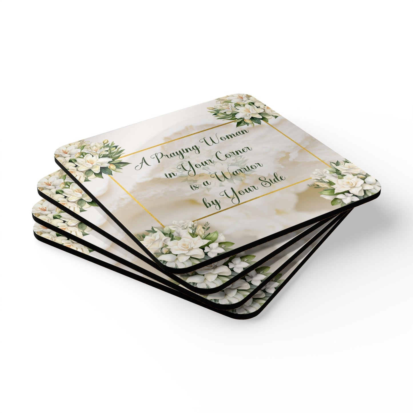 A Praying Woman (Cream) Corkwood Coaster Set