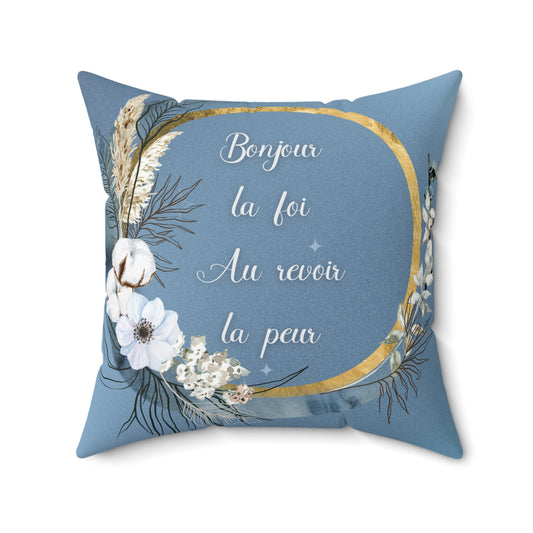 Bonjour la foi Spun Polyester Square Pillow