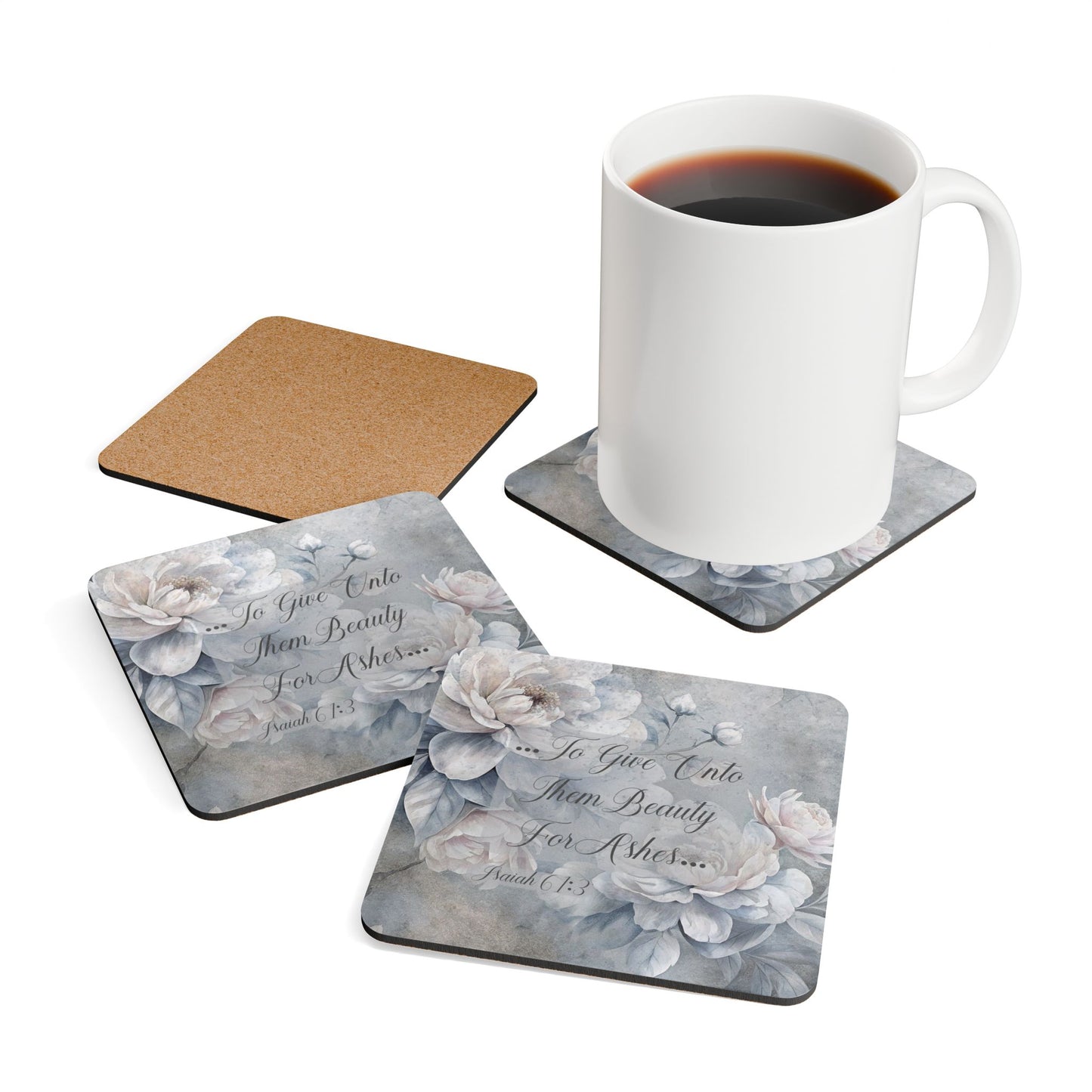 Beauty for Ashes Corkwood Coaster Set