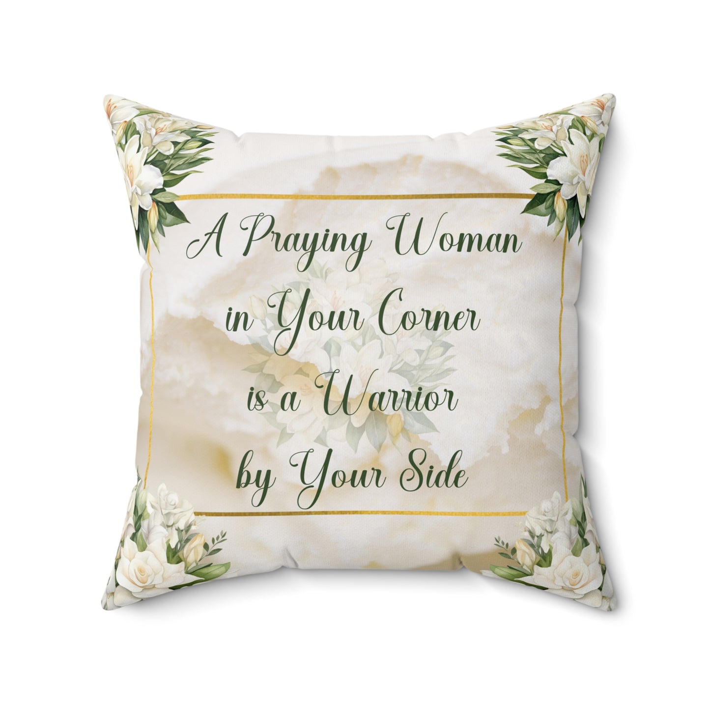 A Praying Woman (Cream) Spun Polyester Square Pillow