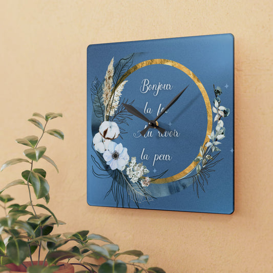 Bonjour la foi Acrylic Wall Clock